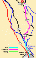 Map of mines in Chaffee County